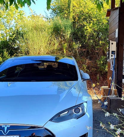 Cunina Solar recharging a Tesla back view